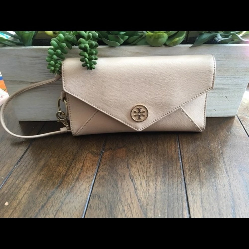 Tory Burch cream clutch